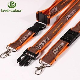 Custom polyester double layer embroidered woven logo promotion lanyards for event