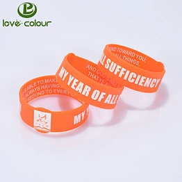 Custom made 1 inch silicone wrist band /silicone bracelet with color printing logo