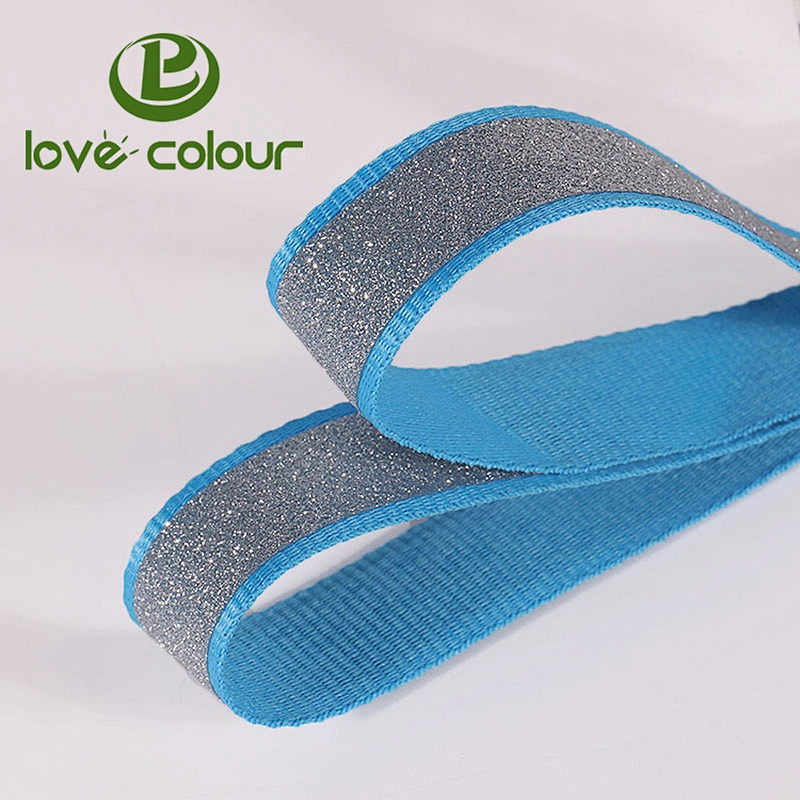 Factory custom polyester webbing with silver reflective tape for safety