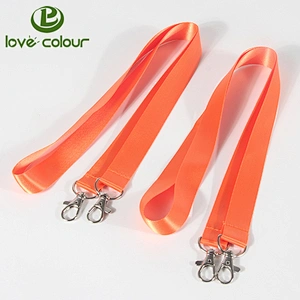Polyester custom design blank white color flat lanyard with double hooks