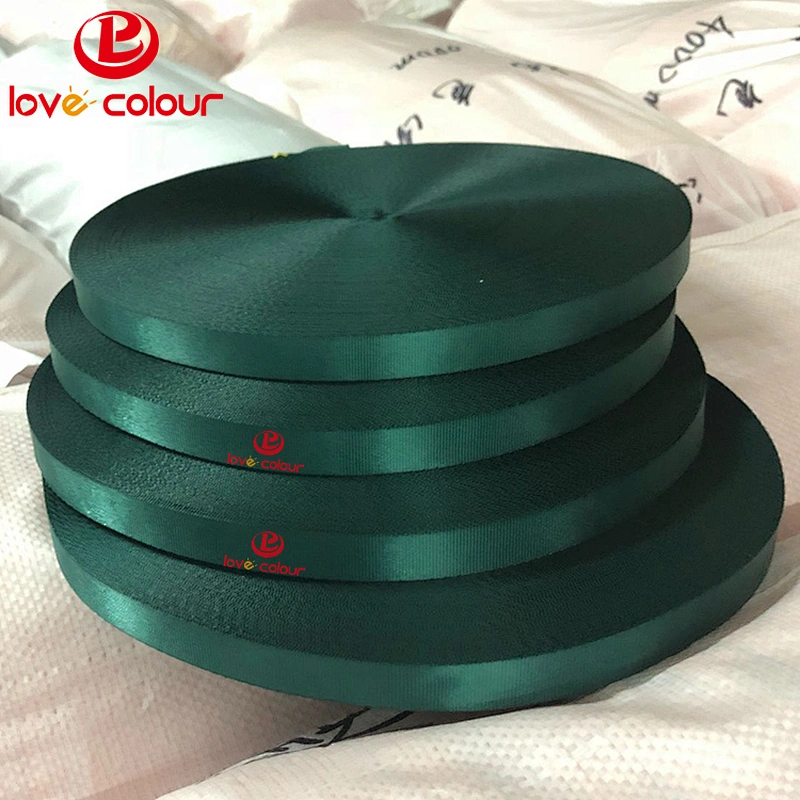Factory direct sale custom heavy duty nylon webbing in deep green