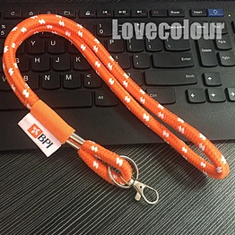 Polyester jacquard cord lanyard round woven neck rope