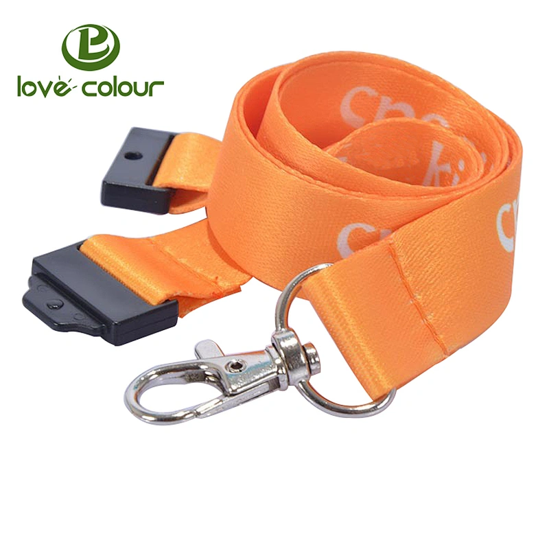 Custom polyester neck printing lanyard strap for exhibition with black hook