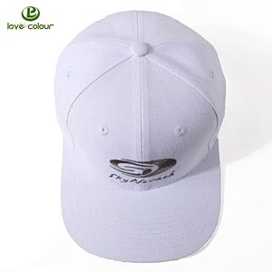 Cotton custom white color flat brim embroidery snapback cap and hat
