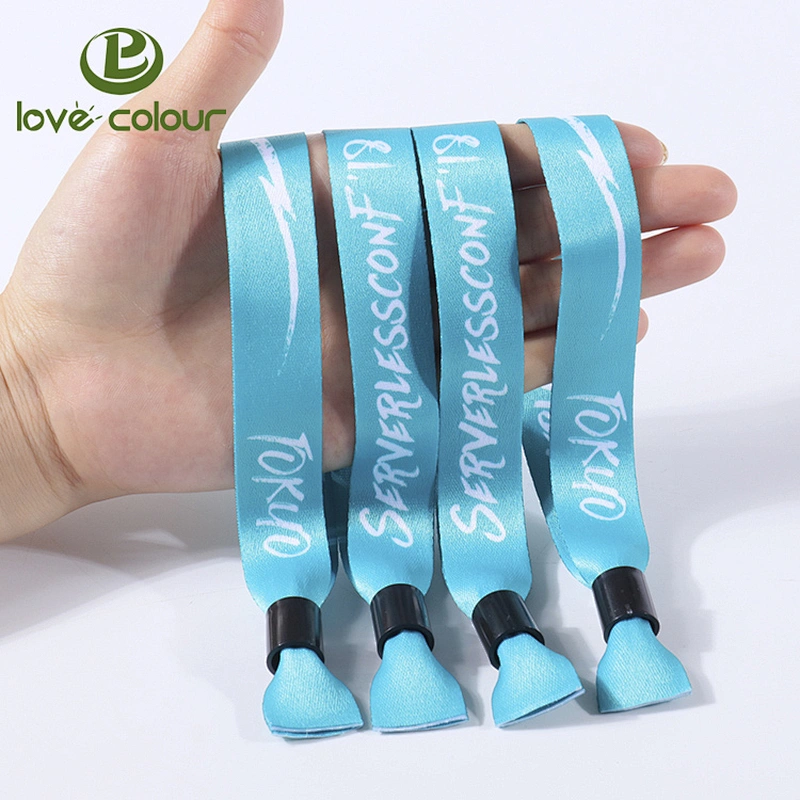 Hot sale custom printed adjustable festival entrance ticket fabric wristbands