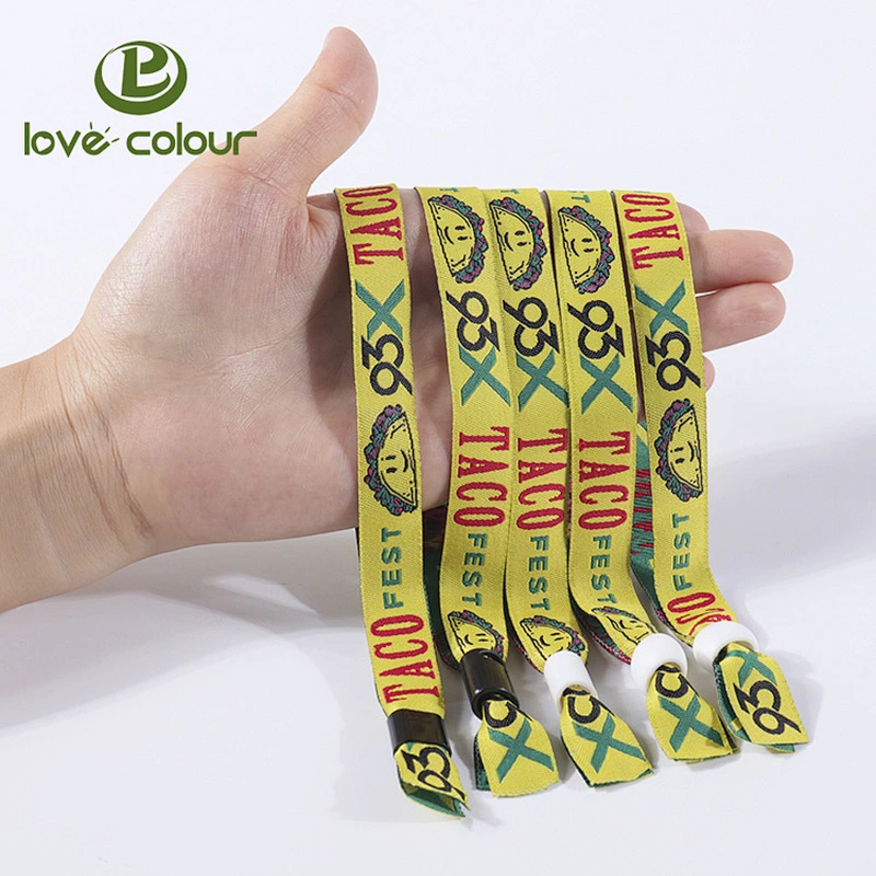 Factory custom festival event cloth bracelets with security closure