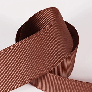 Custom polyester 4cm wide Brown Grosgrain Ribbon