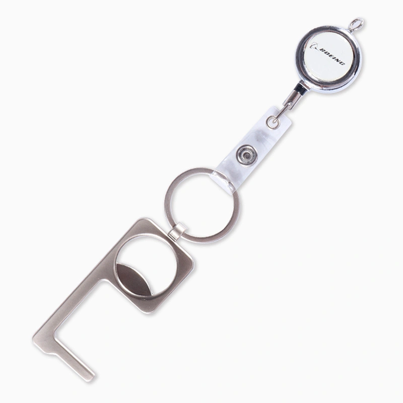 EDC Non Contact No Touch Door Opener Multi-Function Convenient Brass Switch Keychain Artifact Door Opener