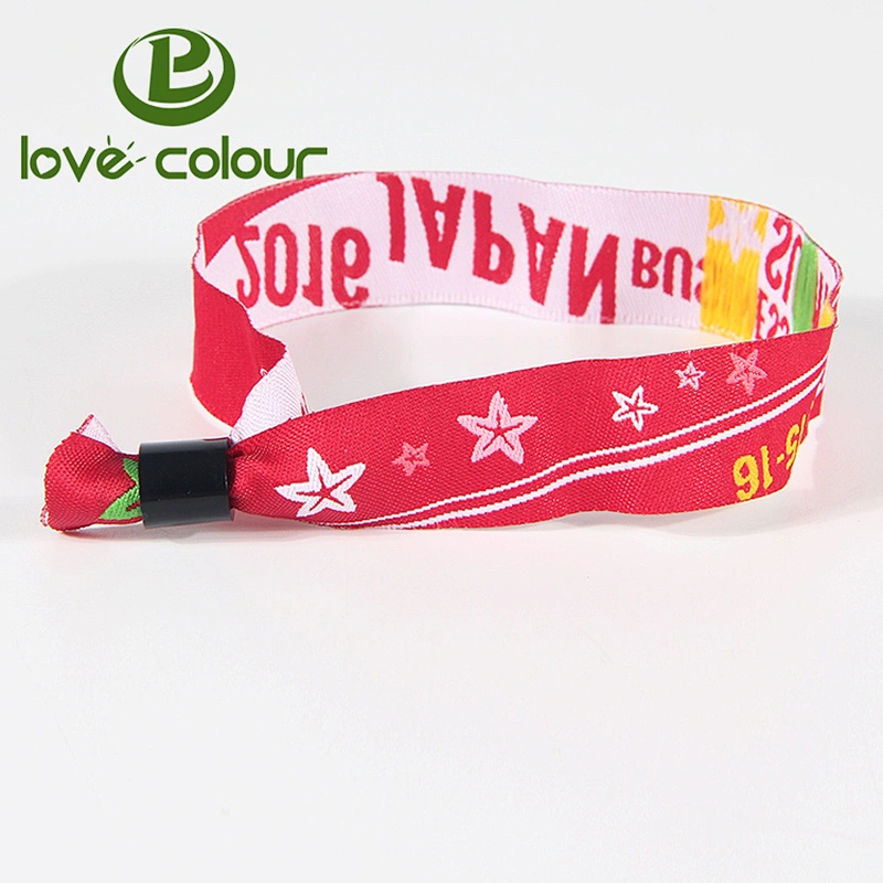 Cheap personalised custom printed polyester fabric cloth wristband woven bracelets