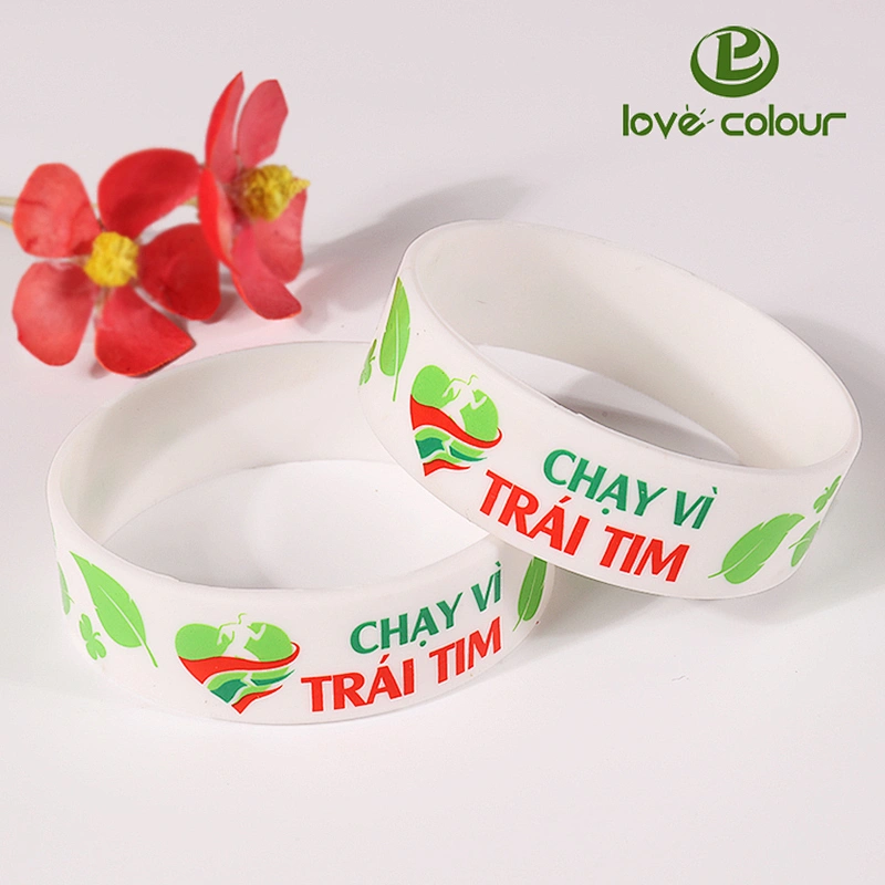 Custom made printed color silicone wristband rubber bracelet