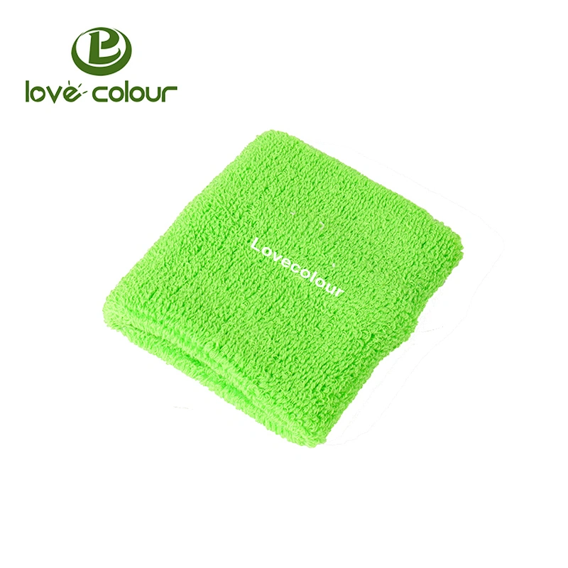 Custom green color cotton embroidery logo sweatband for sports