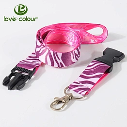 Custom multicolor printed lanyard with metal hook and release buckle