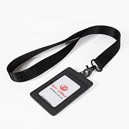 Lovecolour Custom Woven Logo Black Nylon Strap Lanyard for Badges