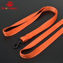 Lovecolour Custom Smooth Orange Nylon Lanyards with Woven Logo