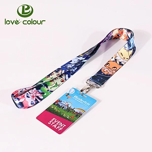 Custom heat transfer sublimation ribbon printed soft polyester lanyard strap and id card