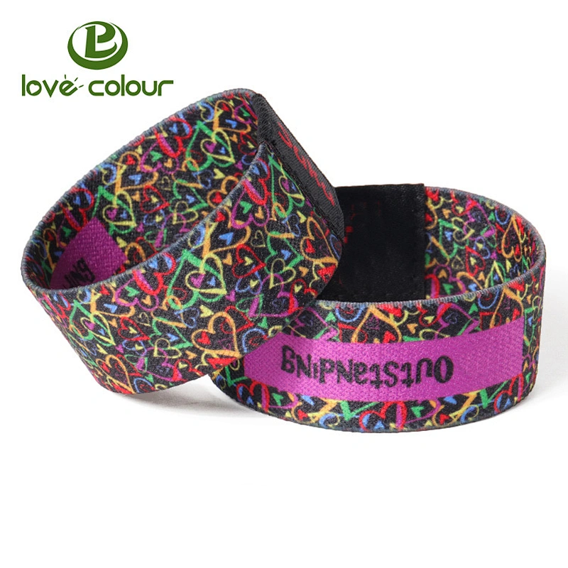 Eco-friendly polyester printing full color custom round elastic wristband