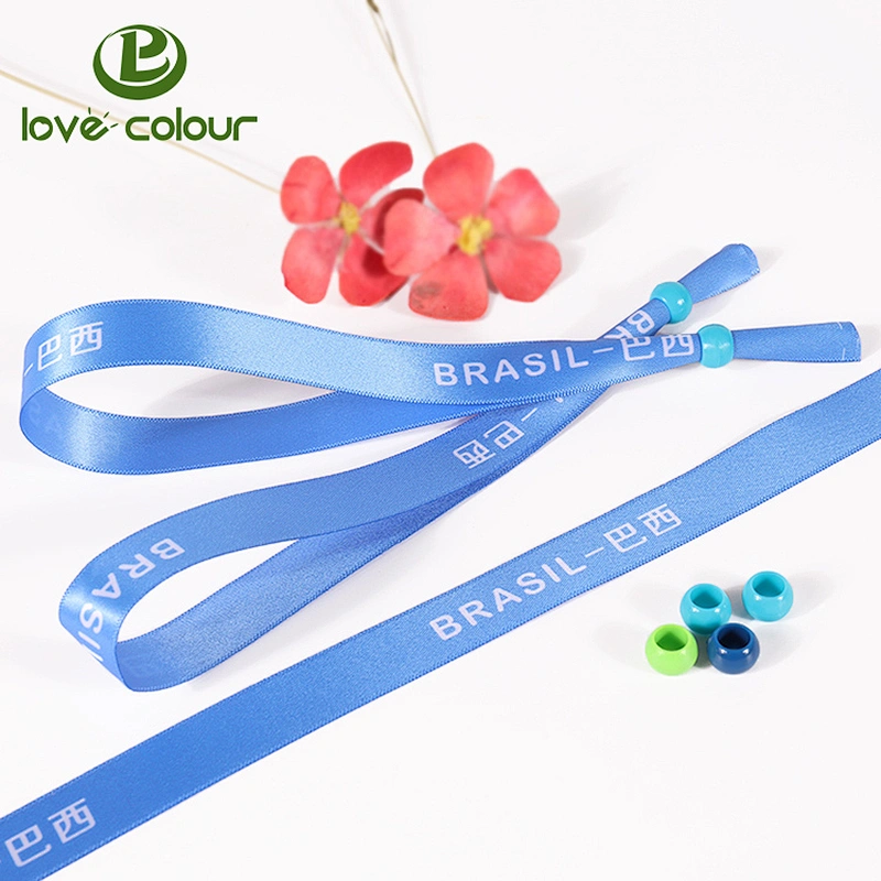 Festival polyester custom satin wristband bracelet for hallowma with plastic clasp