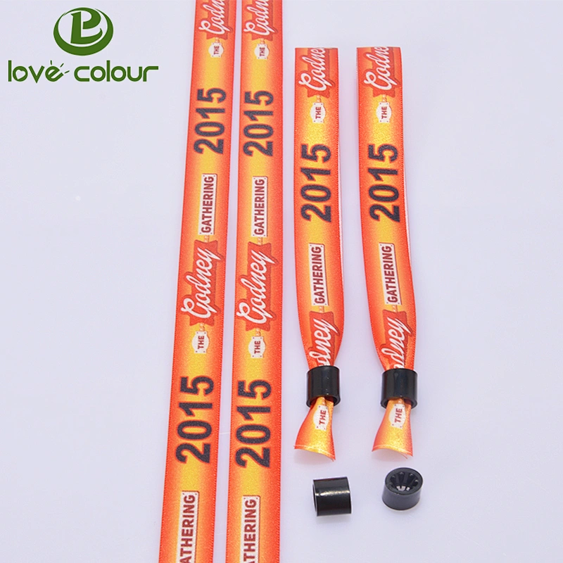 OEM Free Design good quality Customized Logo Event Festival Ribbon Satin Bracelet Fabric Wristband