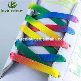 Fashion custom widely usage polyester rainbow shoelace