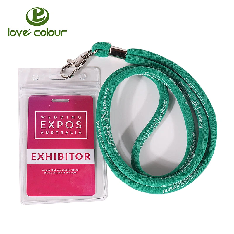Novelty fashion pvc name badge ID card Round lanyard