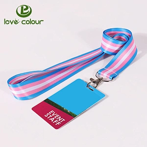 Custom polyester full color printing neck lanyard strap with id card holder for activity use