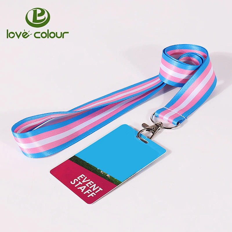 Custom polyester full color printing neck lanyard strap with id card holder for activity use