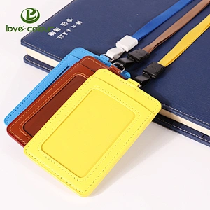 Customized business exhibition pu ID name tag card holder for staff / worker