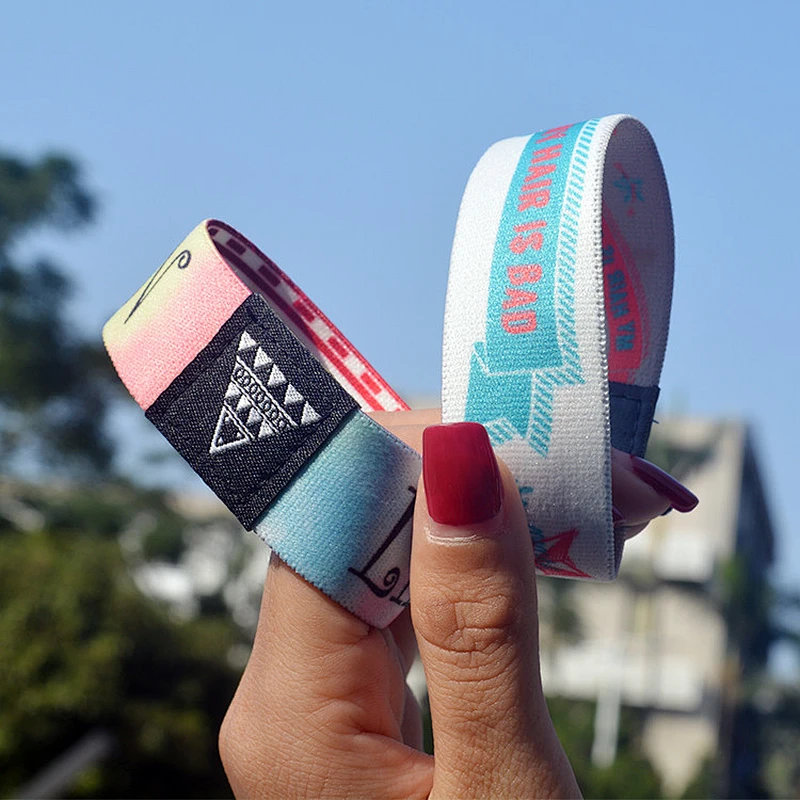 Custom sublimation elastic wristband fashion printed polyester elastic wrist band bracelet