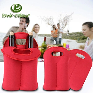Custom Soft 3mm Neoprene Material Double Wine Bottle Cooler