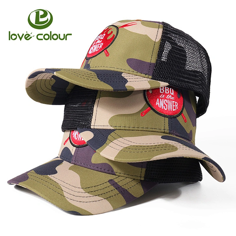New Design Camouflage Mesh Trucker Cap Baseball Hat for Promotion