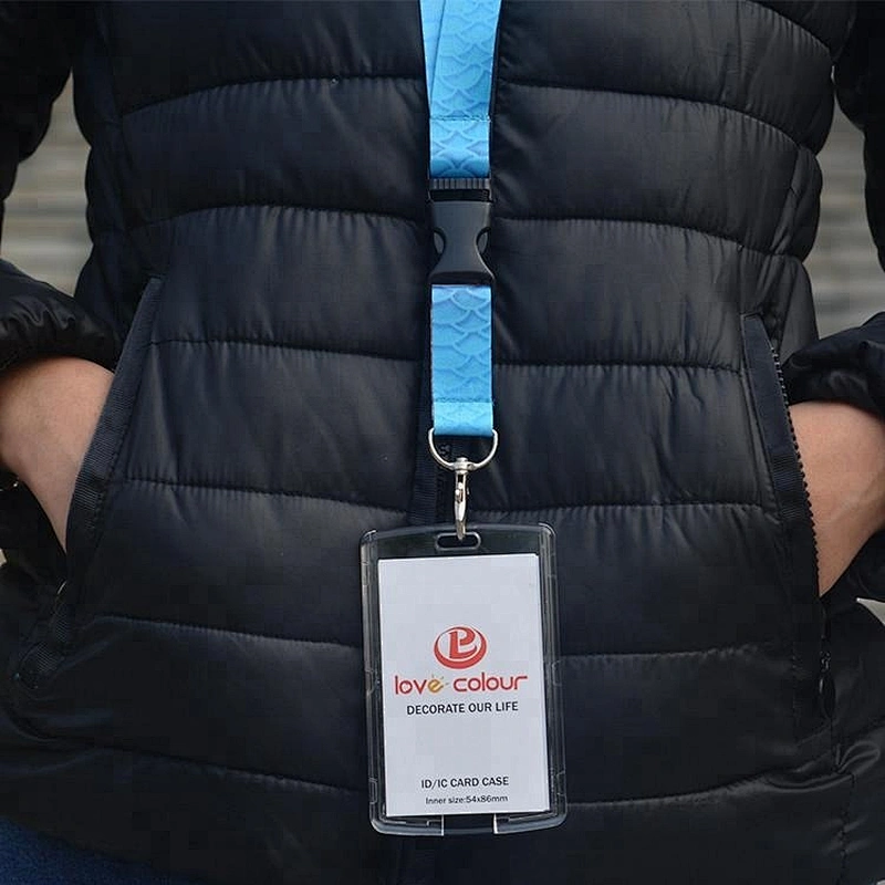 Custom cheap heat- transfer printed lanyard with card holder id badge