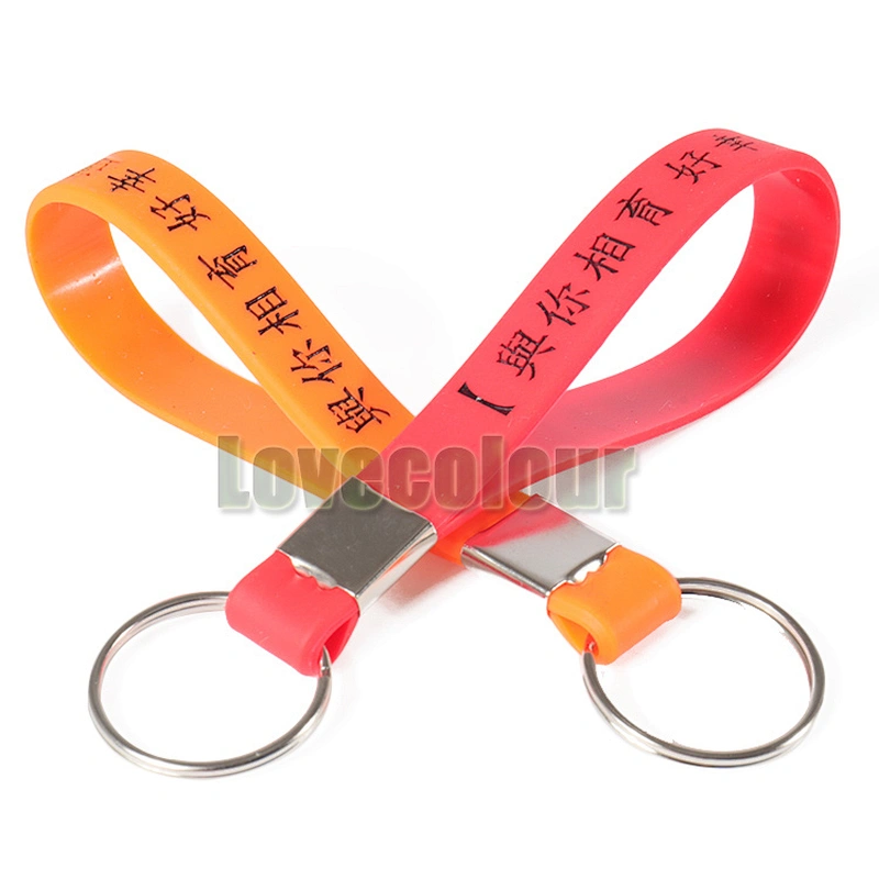 Giveaway gifts cheap custom silicone keychains short lanyard