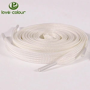 Custom Design White Tubular Polyester Shoelaces In The Glow Dark