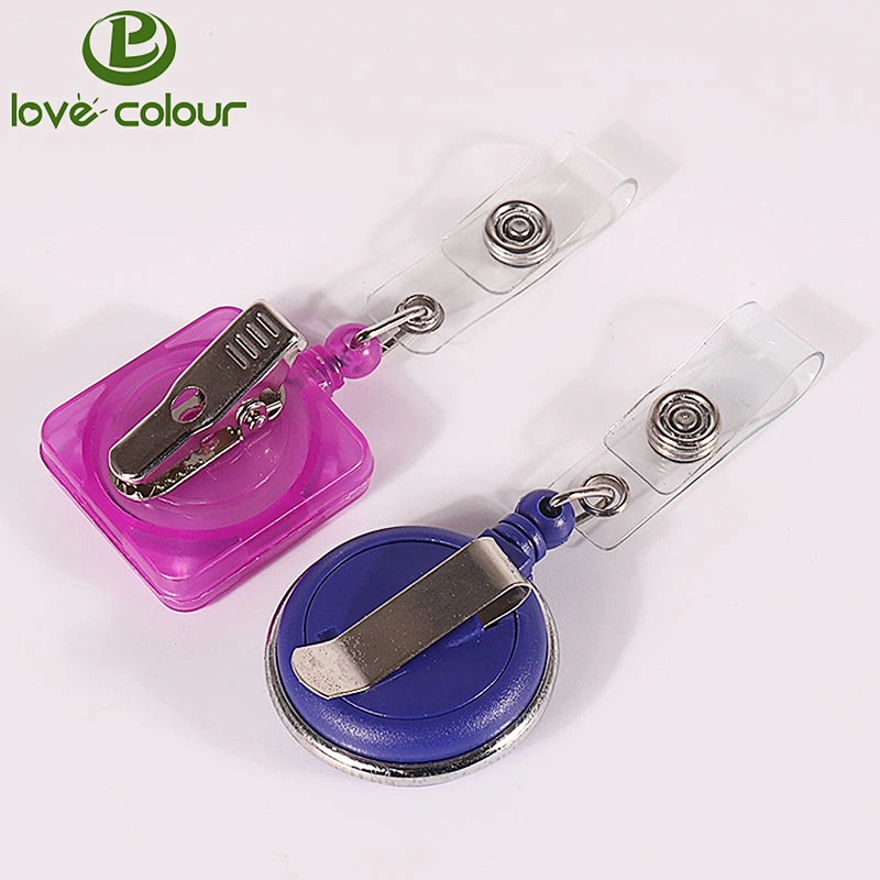 Factory custom size soft plastic business badge id card holder with reel