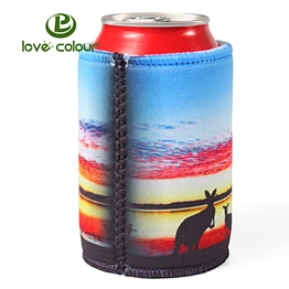 Promotional advertising neoprene sublimation printed neoprene can cooler bag stubby holder with custom cogo