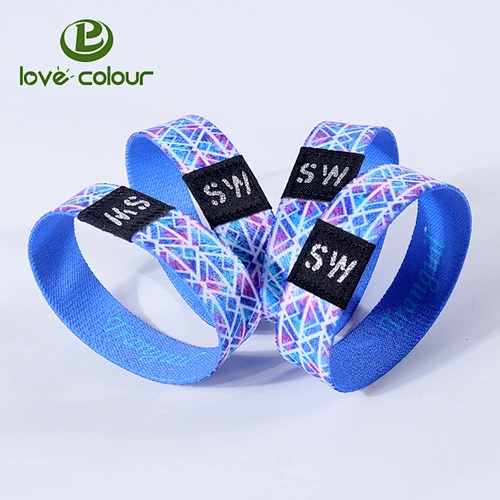Custom logo polyester unisex elastic bracelet wristband with rfid clip