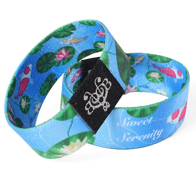 Custom personalized printed logo fabric sport elastic wristbands