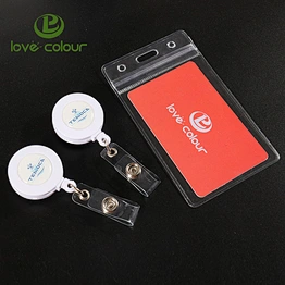 custom pvc id card holder plastic badge reel