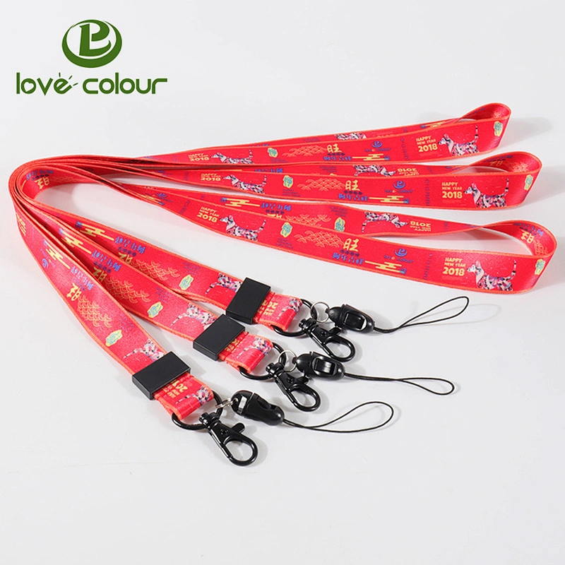 Custom red color easy carrying phone lanyard with mobile rope