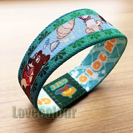 Custom logo polyester elastic stretch bracelet wristband