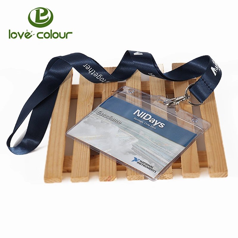 Varied color Polyester Lanyard with ID Badge Holders Horizontal Name Badge Card Holders Bulk For Kids and Adults