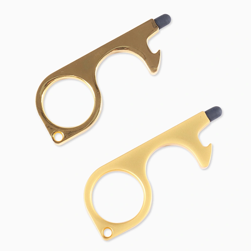 Contactless Hand Brass EDC Door Opener & Stylus Portable Press Elevator Tool Contactless Door Handle Key Tool