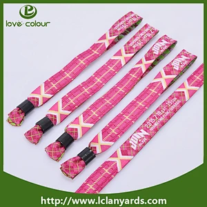 Polyester festival custom cloth wristband with black lock for event