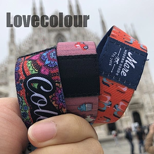 Polyester Elastic Woven rfid Bracelet Reusable Stretch wristband