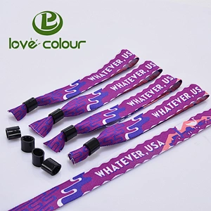 Good Price polyester material high secure fabric wristband bracelet with plastic fastener