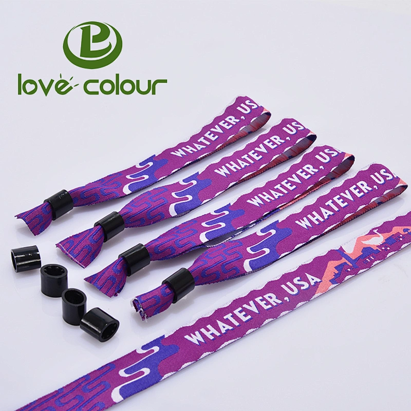 Good Price polyester material high secure fabric wristband bracelet with plastic fastener