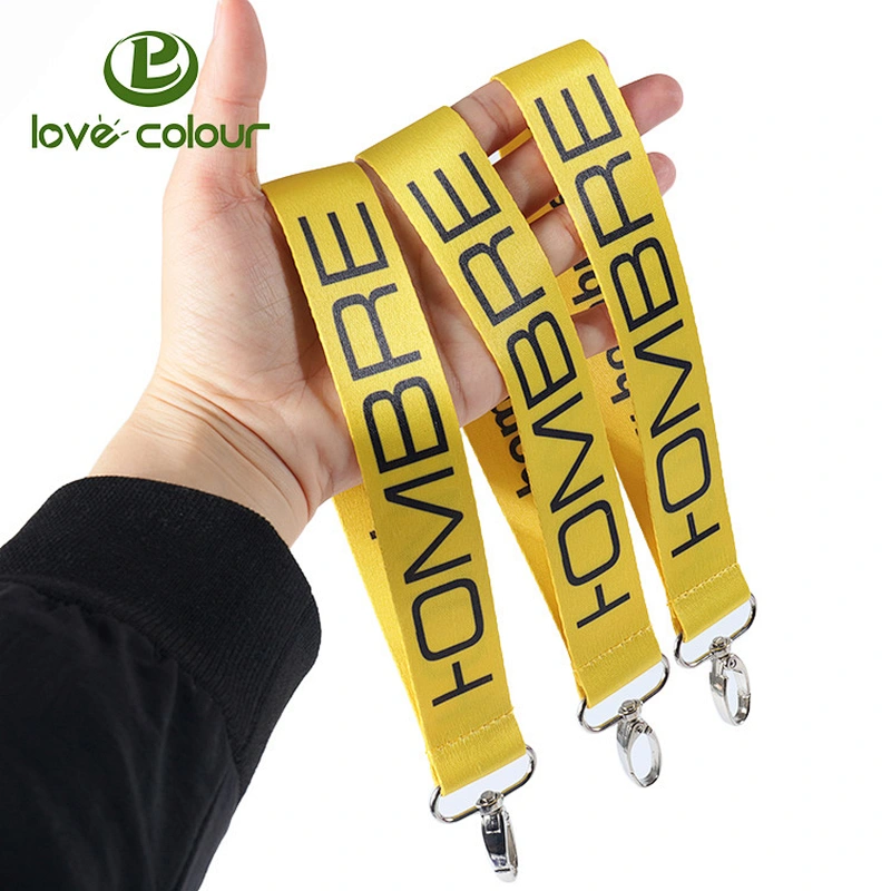 China supplier custom red color heat transfer short lanyard keychain