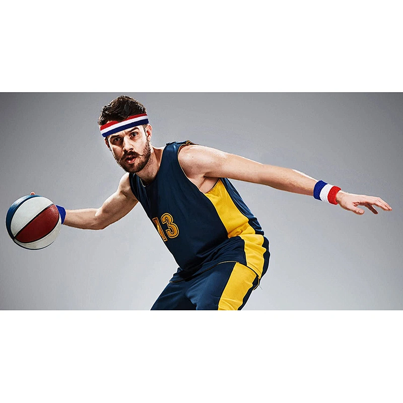 High Quality Custom Logo polyester Fabric Plain Elastic yoga Sport Headband Sweatband Set