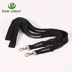 Custom Black SilkScreen Printing Lanyard Strap (with id card,cell phone holder,pen holder)