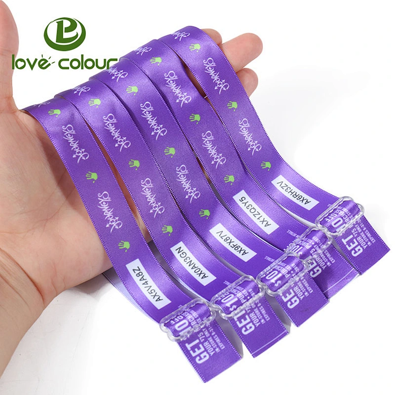 Custom fabric satin wristband with adjustable plastic buckle